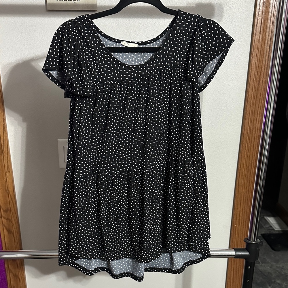 Black and White Polka Dot Babydoll Top